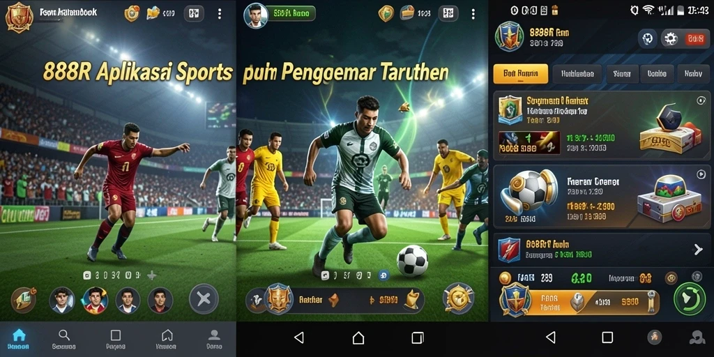 Tampilan antarmuka pengguna yang menarik di aplikasi Sportsbook 888R.