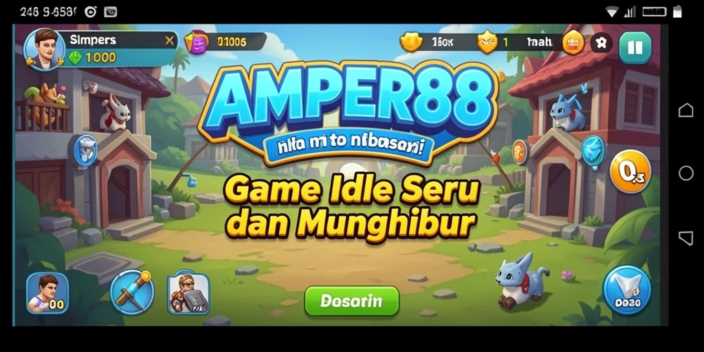 Screenshot utama AMPER88 menampilkan gameplay Idle yang menarik dan interaktif.