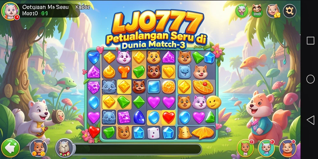 Screenshot gameplay LJO777 menunjukkan momen seru mencocokkan item.