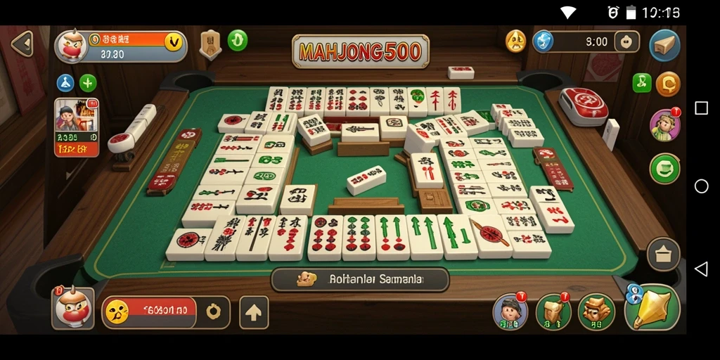 Tampilan menarik gameplay MAHJONG500 yang santai.