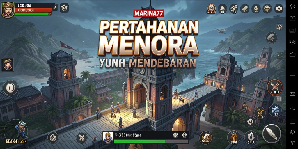 Tampilan gameplay yang mendebarkan sambil mempertahankan menara.