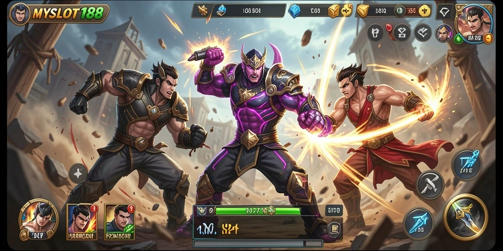 Tampilan gameplay seru dengan pertarungan tak terduga di MYSLOT188.