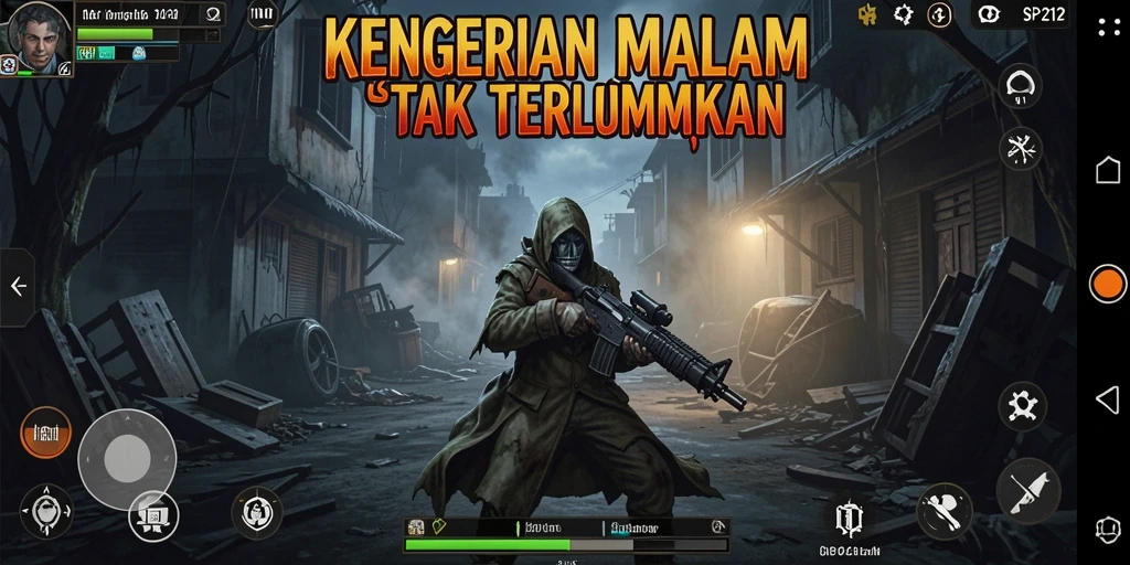 Screenshot gameplay SP212 menampilkan suasana menegangkan dan kengerian yang menghantui.
