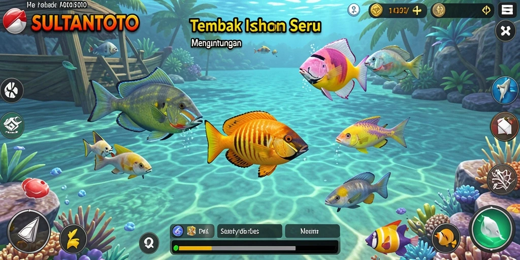 Screenshot gameplay SULTANTOTO yang mendebarkan saat menembak ikan.